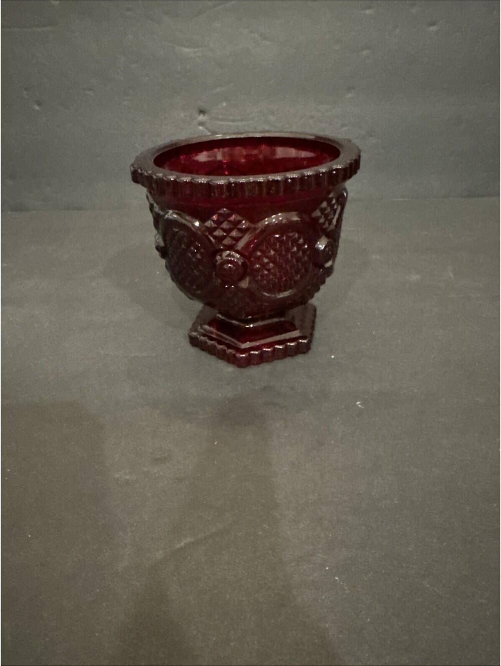 Vintage Avon 1876 Cape Cod Ruby Red Glass Sugar Bowl 3.25” H By 3.5” W